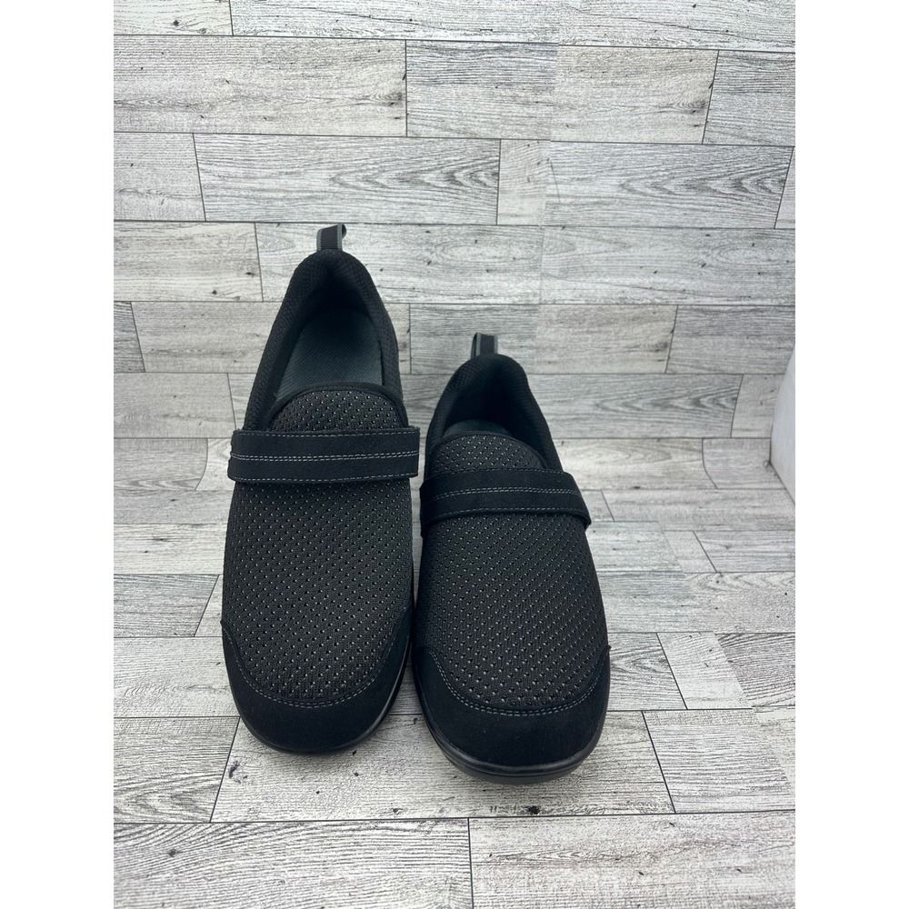 Orthofeet 821 Women Black Mesh Hook and Loop Mary Jane Sneakers Size 11B